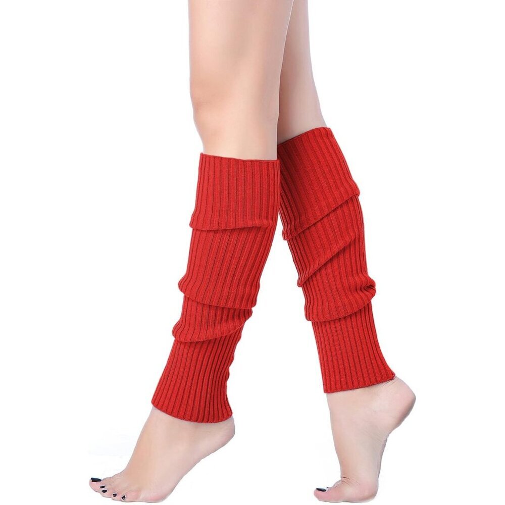 Women Juniors Neon Ribbed Leg Warmers for 80s Eighty's Party Sports Yoga